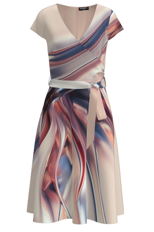 Rochie casual de vara cu maneca scurta imprimata cu model abstract CMD2633 - Img 2