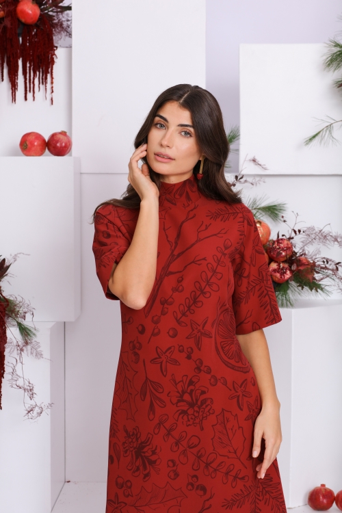 Rochie casual evazata cu guler inalt AW24 - Img 2