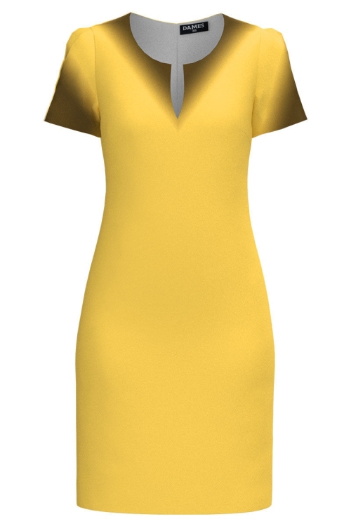 Rochie casual galbena cu decolteu lacrima imprimat in degrade SS24 - Img 2