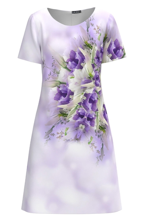 Rochie casual imprimata cu model Violete CMD4159 - Img 2