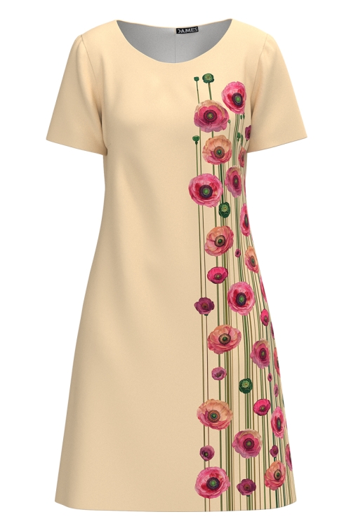 Rochie casual imprimata flori de mac