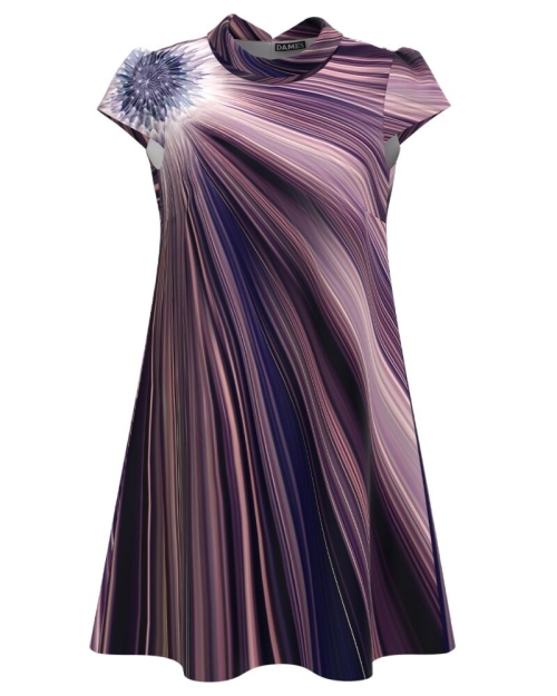 Rochie casual imprimata in nuante de mov CMD3035 - Img 1