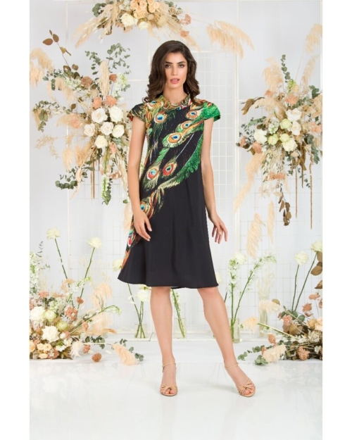 Rochie casual imprimata Paun CMD704 - Img 5
