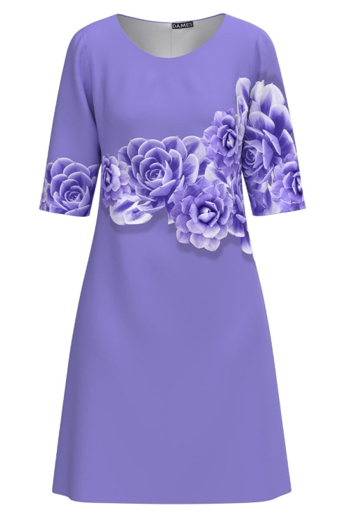 Rochie casual lila imprimata cu model floral CMD1752 - Img 2