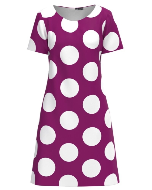 Rochie casual mov imprimata cu model buline CMD2935 - Img 1