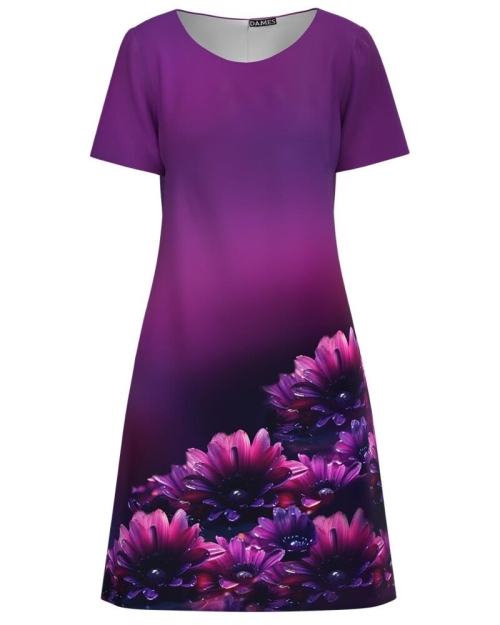 Rochie casual mov imprimata cu model floral CMD4527