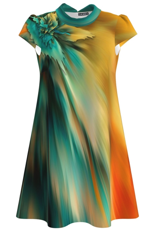 Rochie casual multicolora imprimata cu model abstract CMD2109 - Img 2