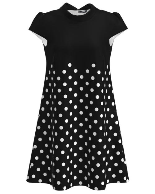 Rochie casual neagra imprimata cu model Buline CMD2596 - Img 1