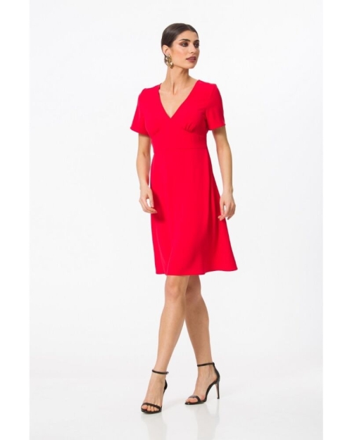 Rochie casual PREMIUM, Rubin cu maneca scurta DP011 - Img 2