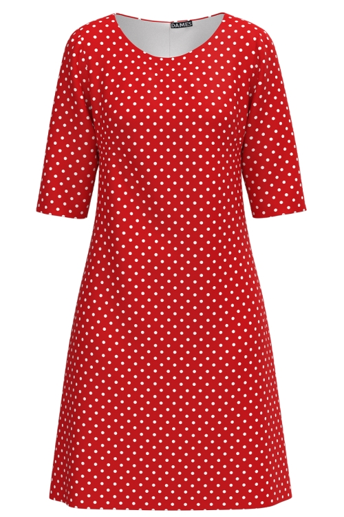Rochie casual rosie cu imprimeu buline
