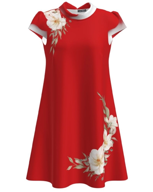 Rochie casual rosie imprimata cu model floral CMD2514 - Img 1