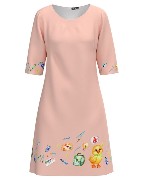Rochie casual roz imprimata Back to school CMD3130 - Img 1