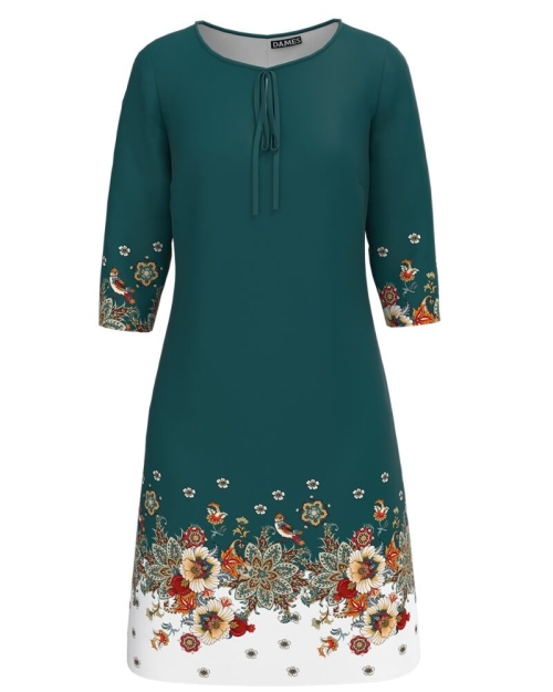 Rochie casual verde imprimata cu model floral CMD1279 - Img 1