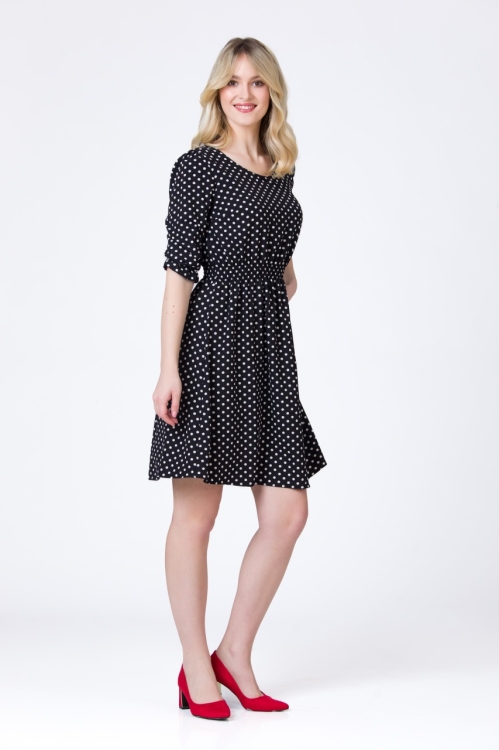 Rochie casul neagra cu buline albe - Img 2