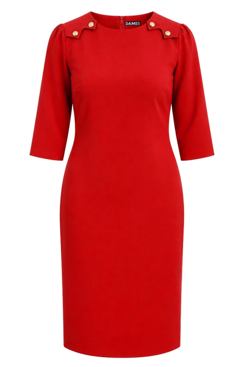 Rochie conica rosie cu detalii decorative pe umeri