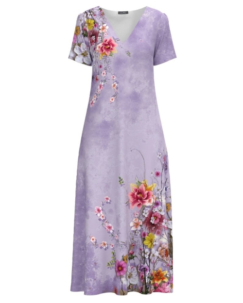 Rochie de vara lunga cu buzunare imprimata cu model floral