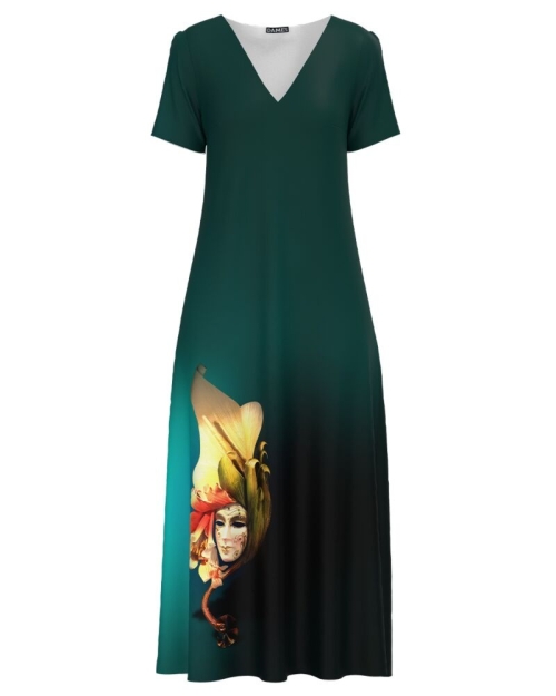 Rochie de vara lunga cu buzunare imprimata Masca