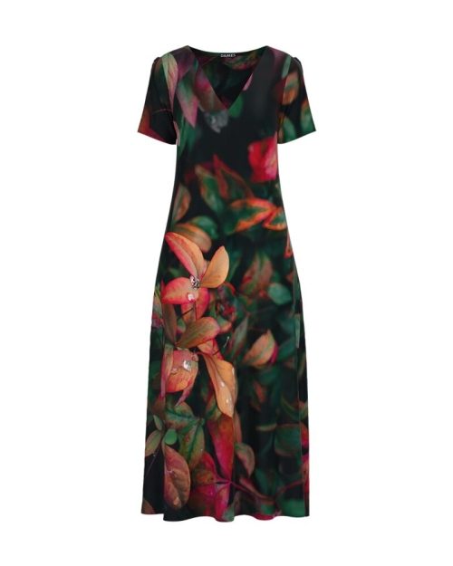 Rochie de vara multicolora lunga cu buzunare imprimata digital Floral CMD720 - Img 1