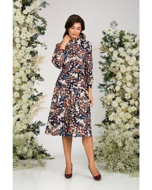 Rochie eleganta cu maneca lunga imprimata Aripi de fluture CMD1484 - Img 7