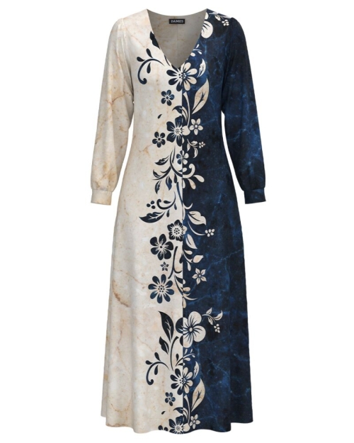 Rochie eleganta cu maneca lunga imprimata cu model floral