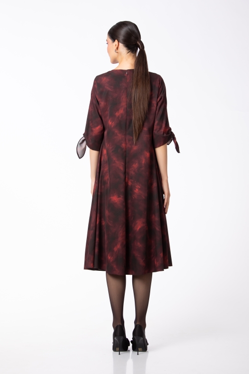 Rochie eleganta cu pliuri la decolteu si maneca trei sferturi - Img 4
