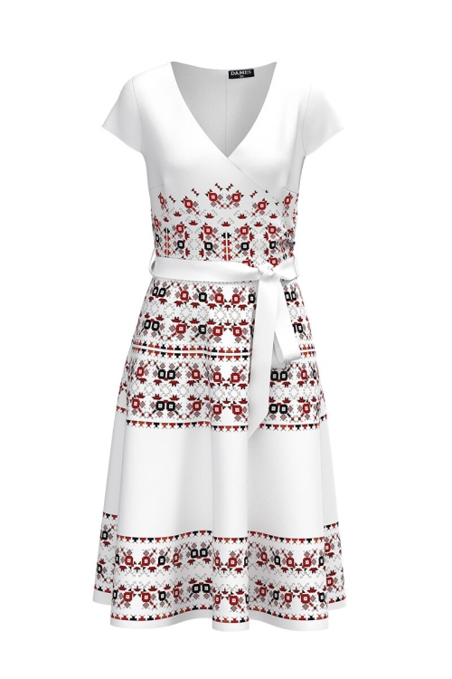 Rochie eleganta de vara cu maneca scurta si imprimeu Traditional CMD917 - Img 2