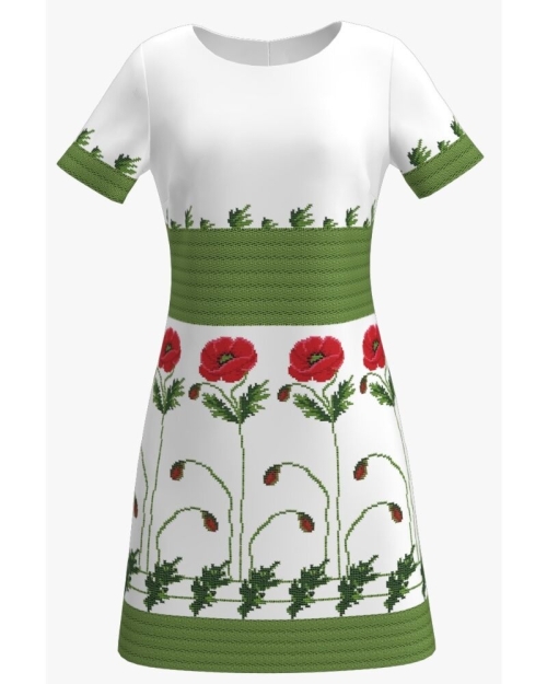 Rochie evazata alba imprimata digital Maci CMD143 - Img 1