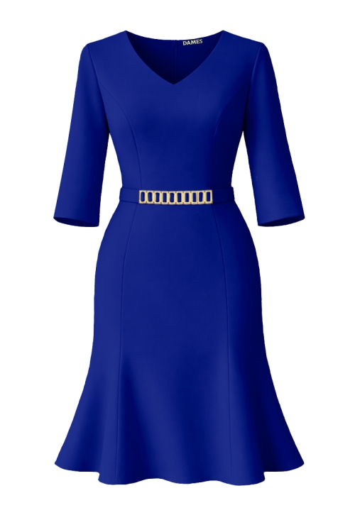 Rochie in clini tip sirena albastru regal cu accesoriu detasabil