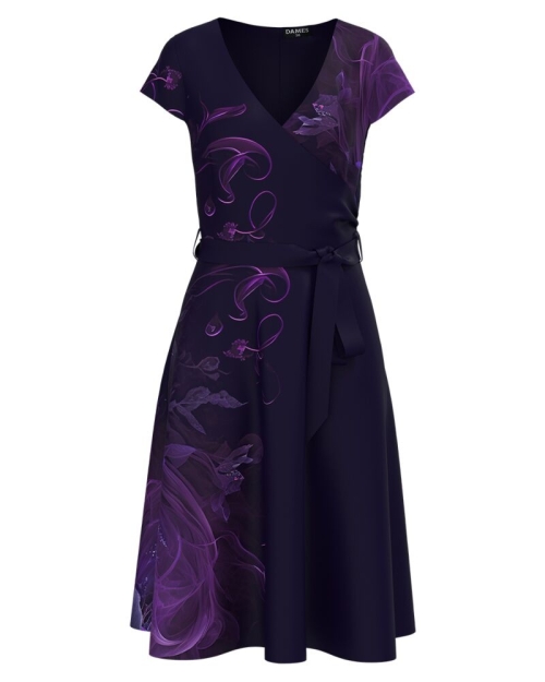 Rochie indigo eleganta de vara cu maneca scurta imprimata floral CMD4351 - Img 1