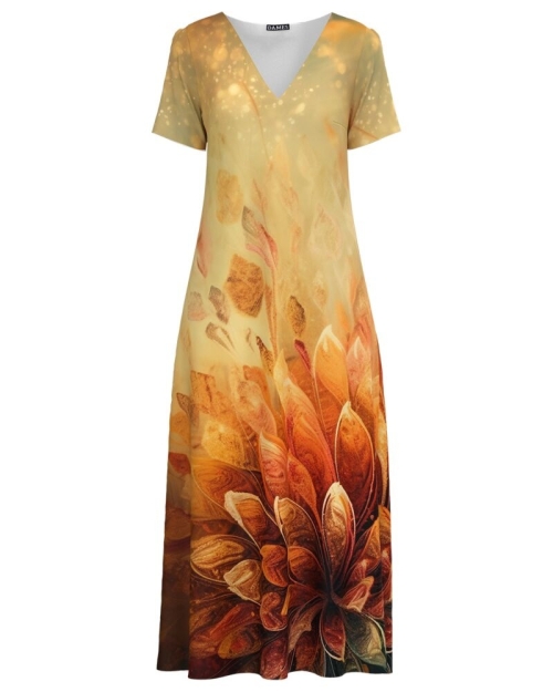 Rochie lunga de vara cu buzunare imprimata Floral