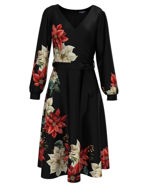 Rochie neagra eleganta imprimata cu model floral
