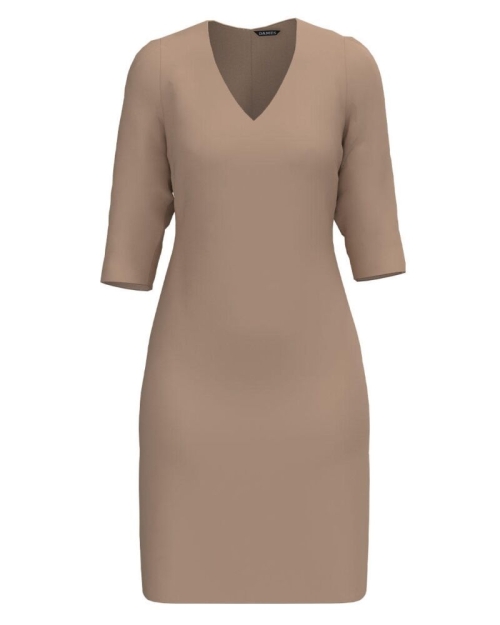 Rochie office bej cu decolteu in V CMD4580