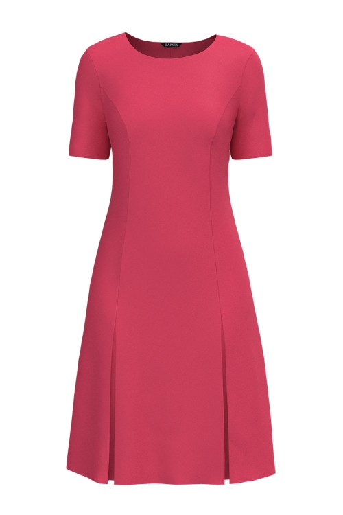 Rochie roz inchis cu pliuri si maneca scurta