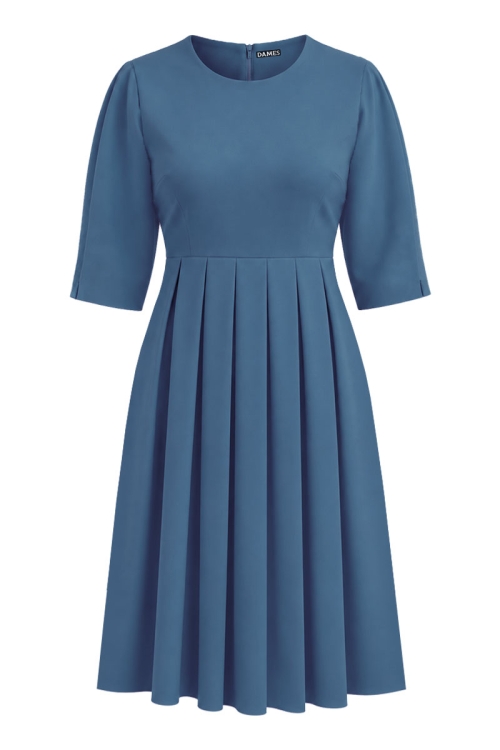 Rochie turcoaz eleganta cu pliuri