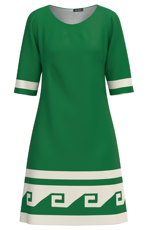 Rochie verde casual imprimata cu model Aztec
