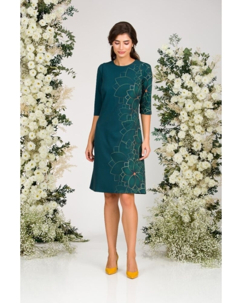 Rochie verde casual imprimata cu model floral CMD1420 - Img 3