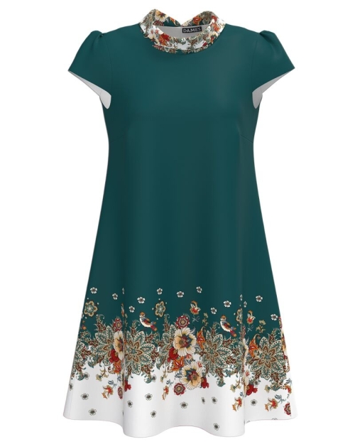 Rochie verde casual imprimata cu model Floral CMD4127 - Img 1