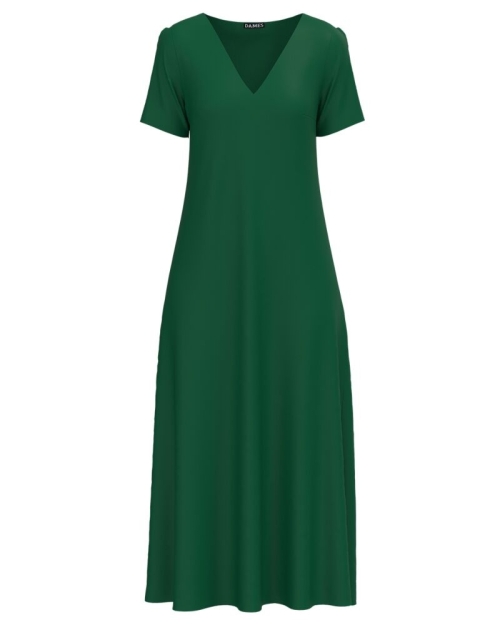 Rochie verde de vara lunga cu buzunare