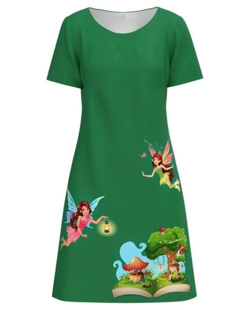 Rochie verde evazata imprimata Zane CMD4630