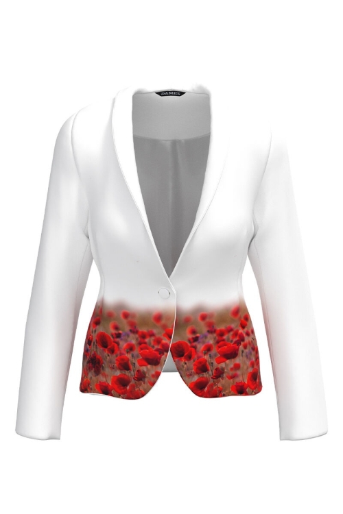 Sacou alb imprimat cu model floral Maci CMD1778 - Img 2