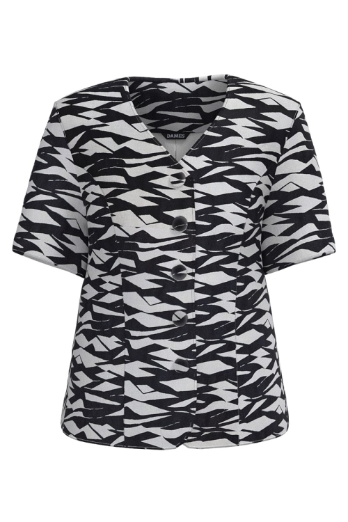 Sacou alb negru din jacquard