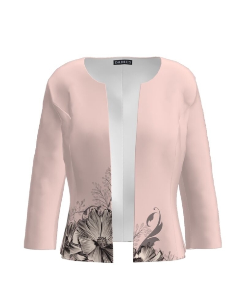 Sacou bej cambrat imprimat cu model floral CMD3220 - Img 1