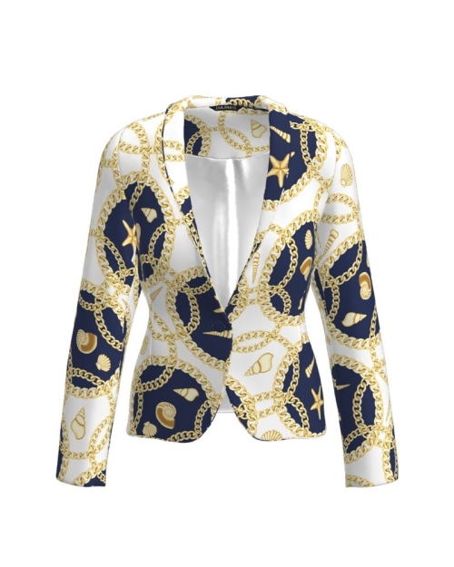 Sacou casual alb imprimat cu model Navy CMD2555
