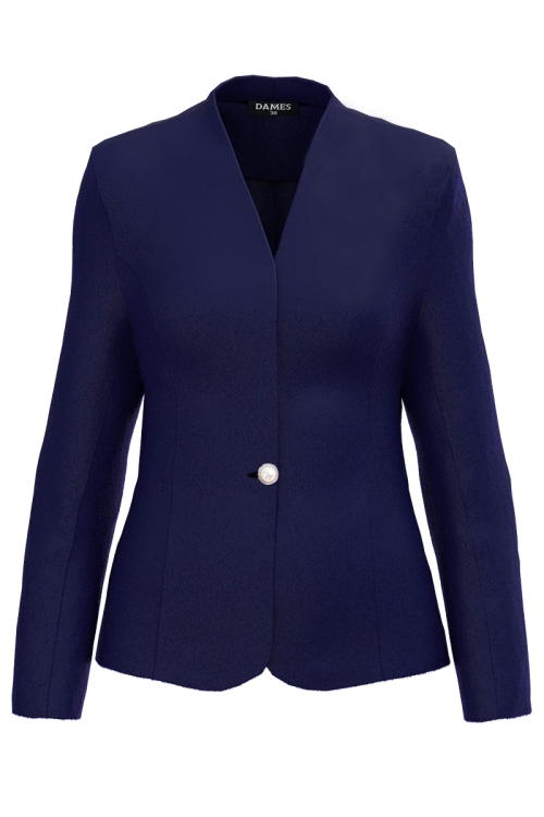 Sacou elegant cambrat din stofa bleumarin