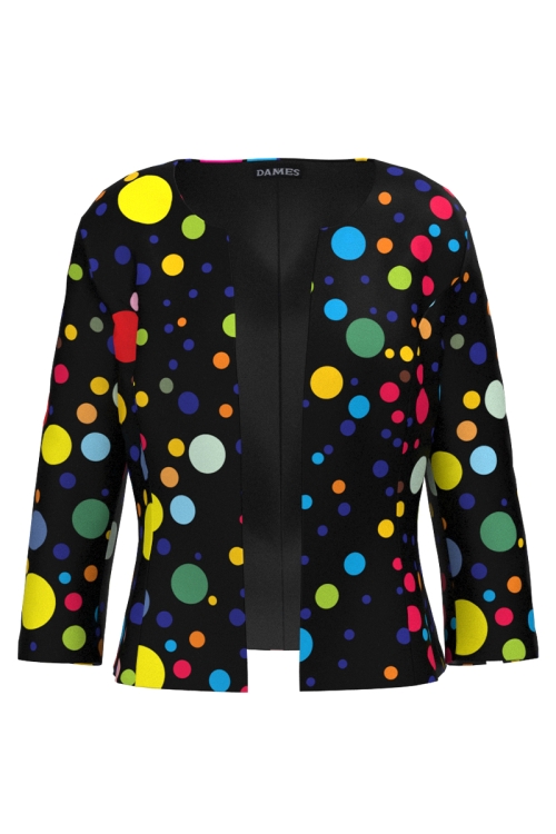 Sacou negru cambrat imprimat buline colorate SS25