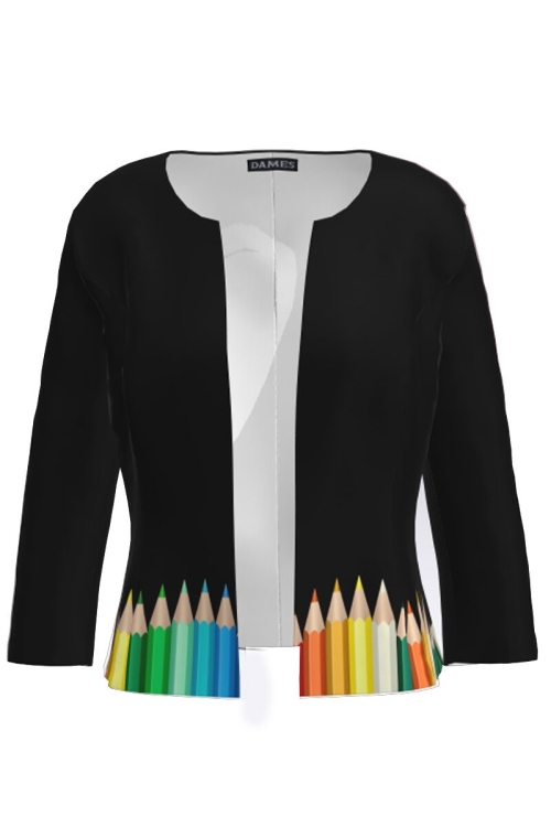 Sacou negru cambrat imprimat Creioane Colorate CMD4604 - Img 2