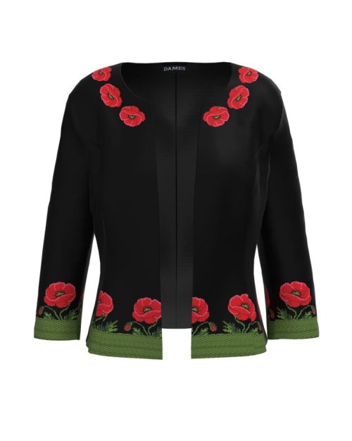 Sacou negru cambrat imprimat Maci CMD2452