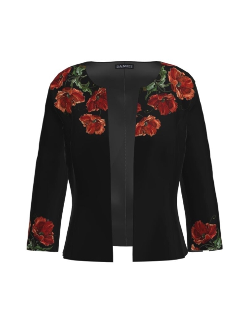 Sacou negru cambrat imprimat Maci CMD3644
