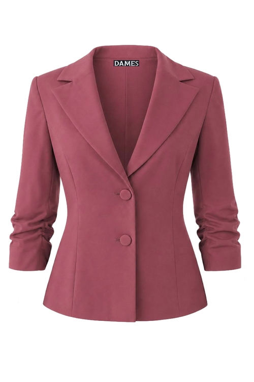 Sacou roz antic elegant cambrat cu revere si maneca incretita