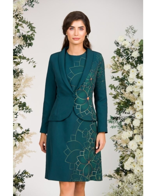 Sacou verde cambrat imprimat cu model floral CMD2528 - Img 5